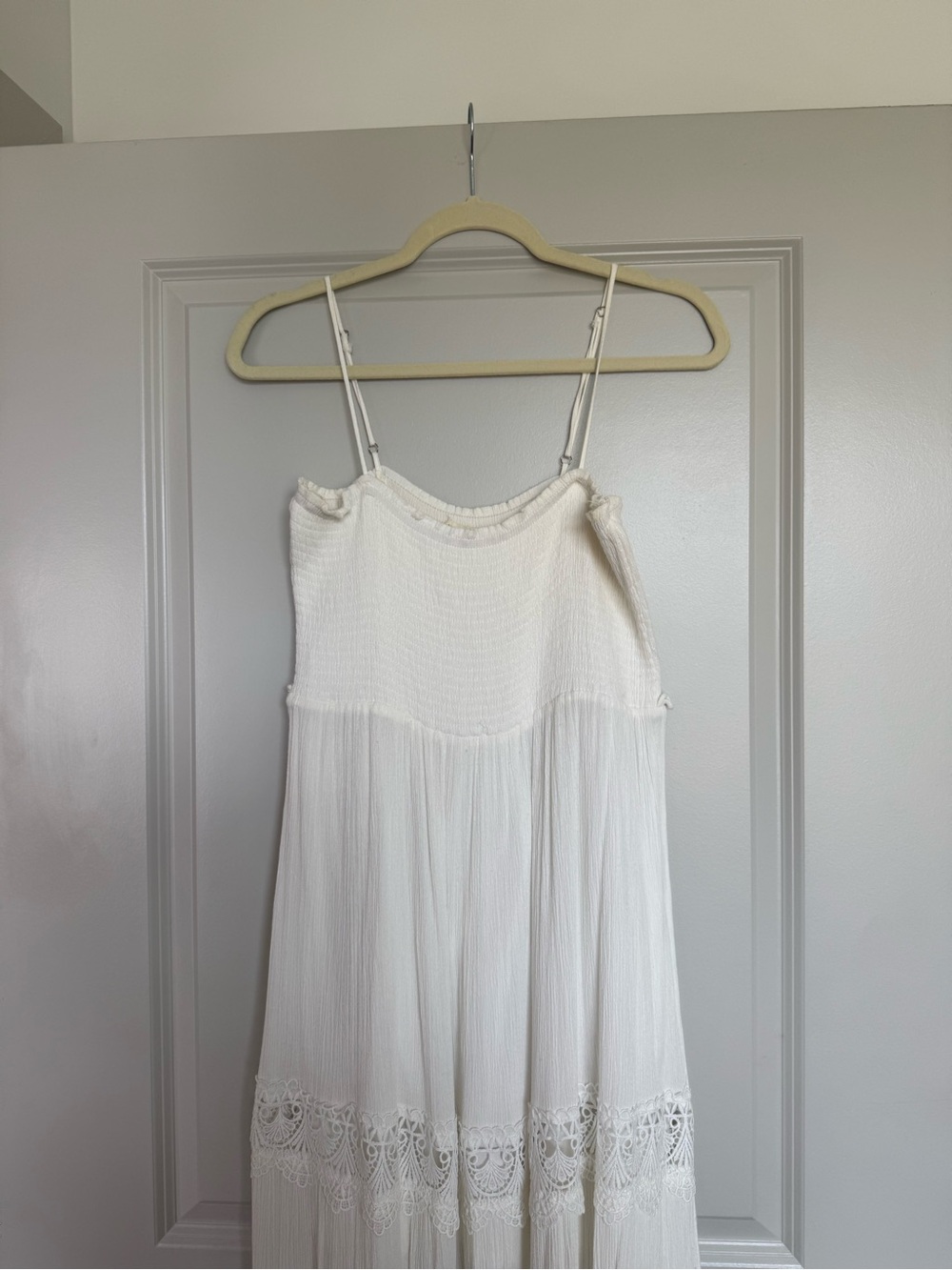 White Maxi Sundress with Lace Trim